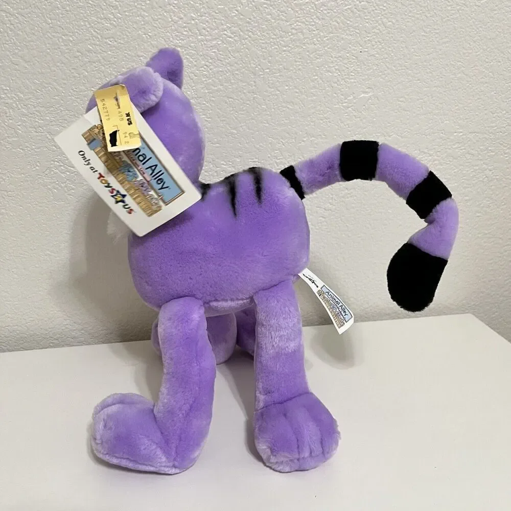 Vintage Animal Alley Toys R Us Purple Cat Plush Stuffed Animal Posable 2000 TAGS